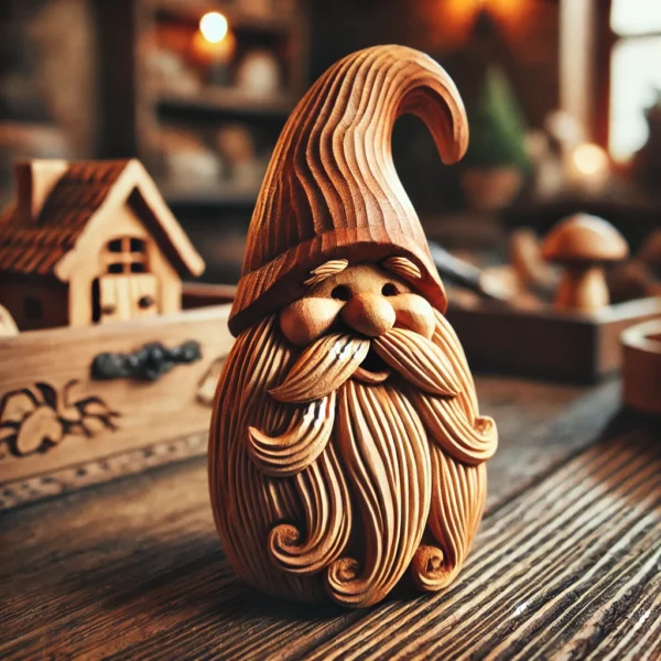 Hand-Carved Wooden Gnome