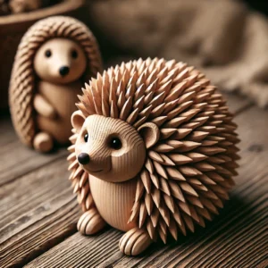 Hand-Carved Wooden Hedgehog Figurine