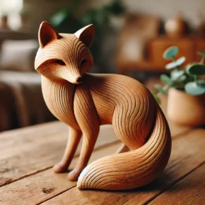 Hand-Carved Wooden Fox Figurine
