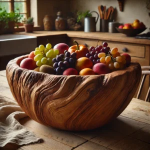 Handmade Extra-Large Rustic Wood Fruit Bowl