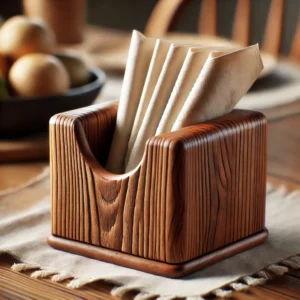 Hand-Carved Wooden Napkin Holder