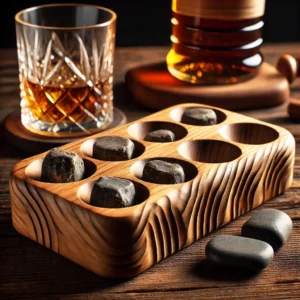 Hand-Carved Whiskey Stones Holder