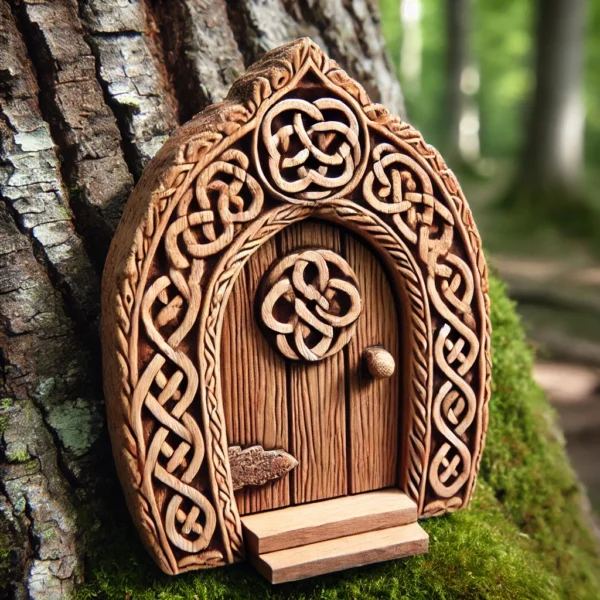 Mystical Oak Fairy Door with Celtic Knots