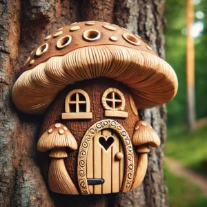 Whimsical Mushroom Cottage Fairy Door