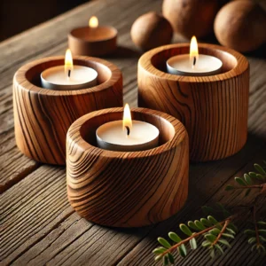 Hand-Carved Wooden Candle Holders