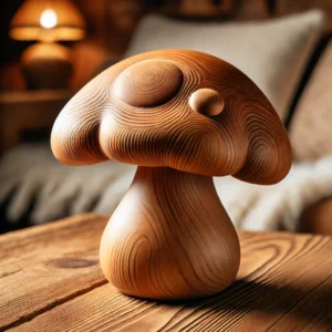 Hand-Carved Wooden Mushroom
