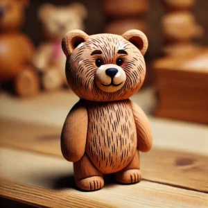 Hand-Carved Small Wooden Funny Bear