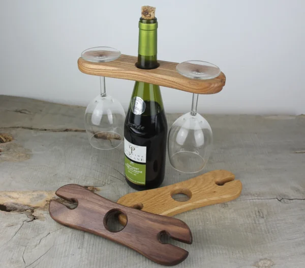 Wine bottle and glass caddy